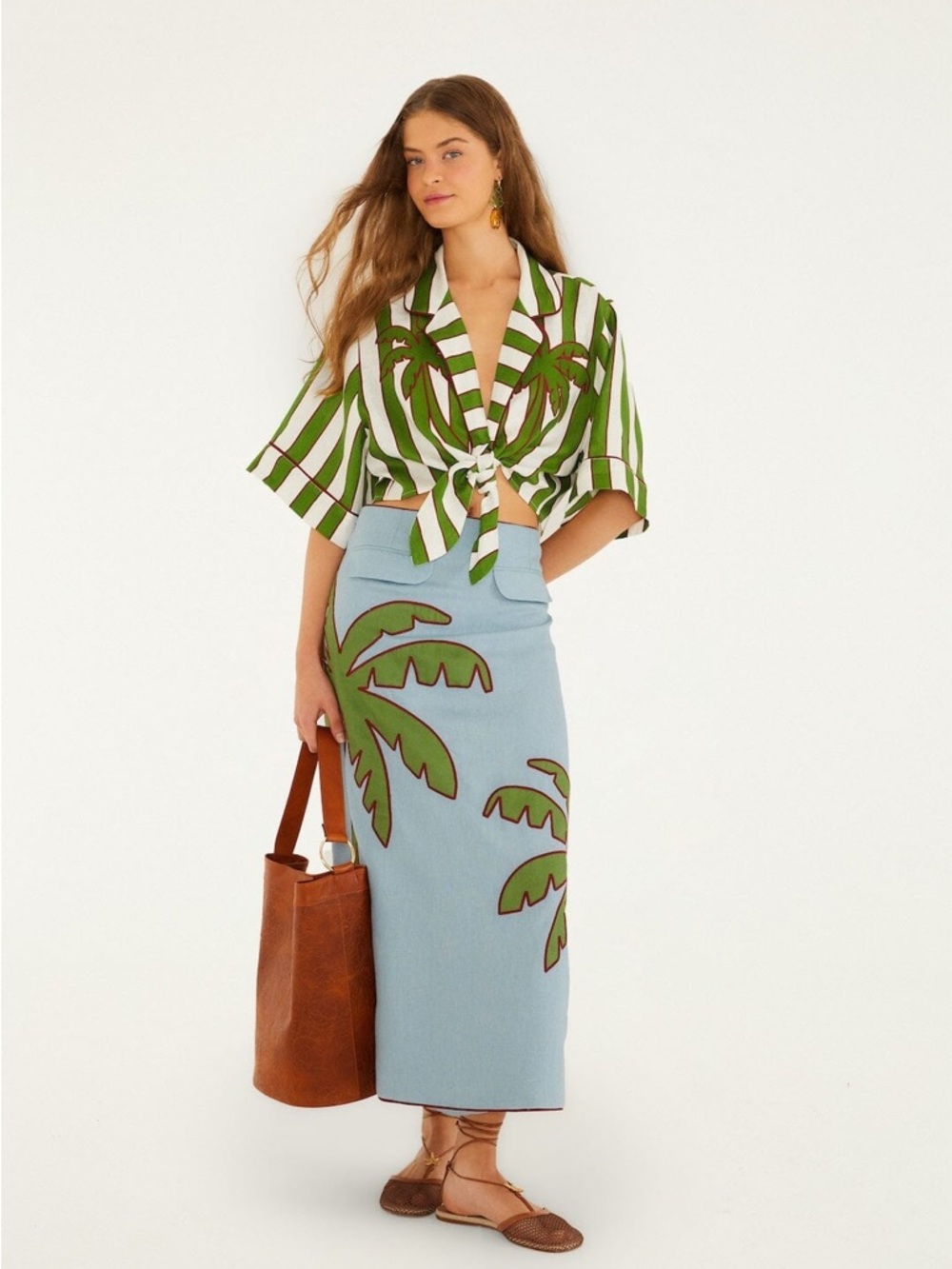 Farm Rio: Blue Embroidered Palm Tree
Euroflax Premium Linen Maxi Skirt